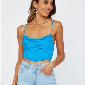 NWT Hello Molly Whistle To My Heart Crop Top Blue